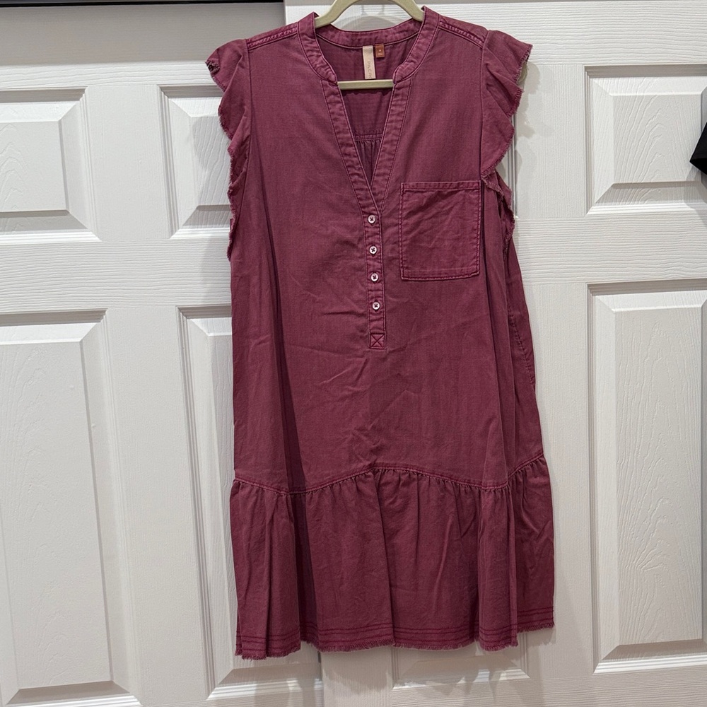 Pilcro Ruffled Mini Dress in Deep Pink